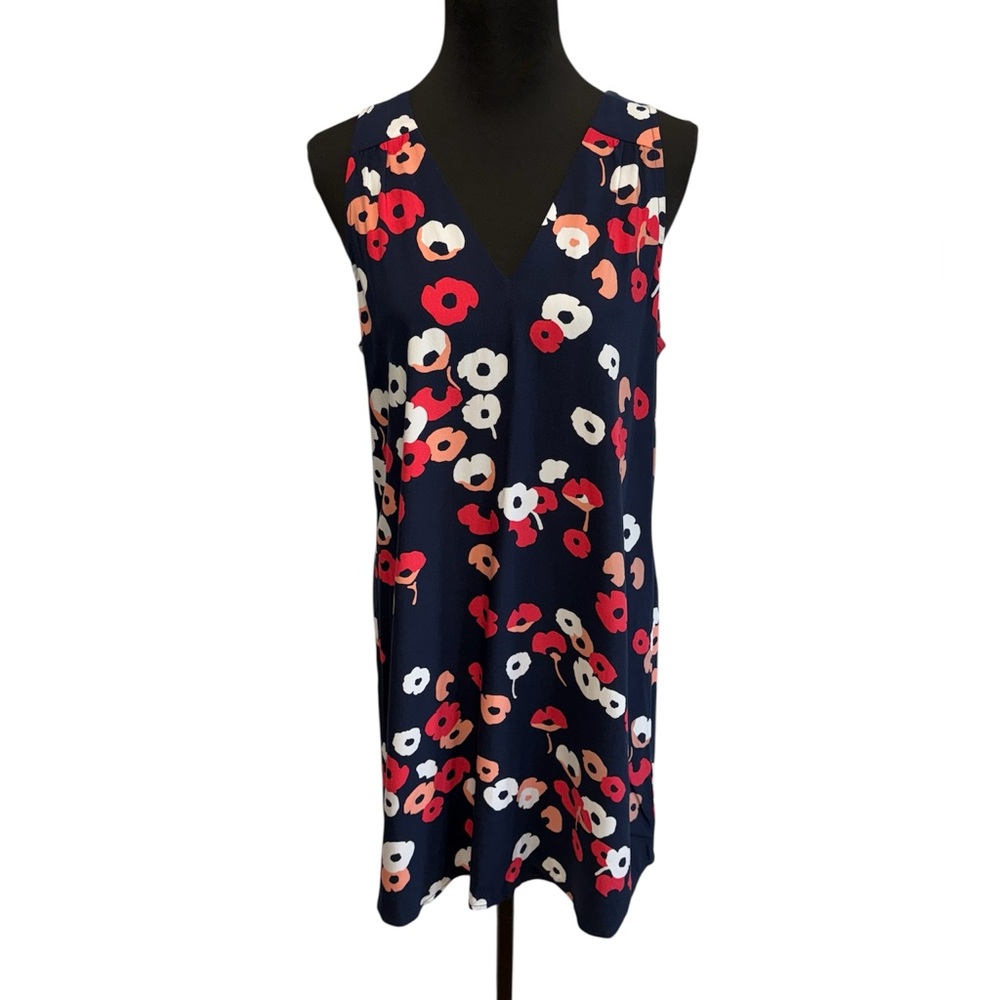 GAP Medium Blue Floral Sleeveless V Neck Sheath Mini Dress NWT